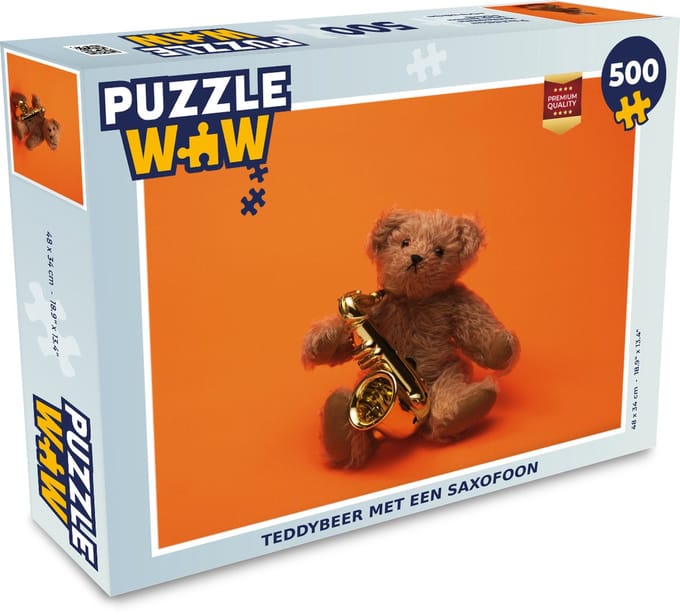 Puzzel Teddybeer met een saxofoon - Legpuzzel - Puzzel 500 stukjes