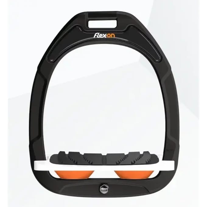 Ingelopen Zwart/Wit/Oranje Stijgbeugels Flex-On Green Composite