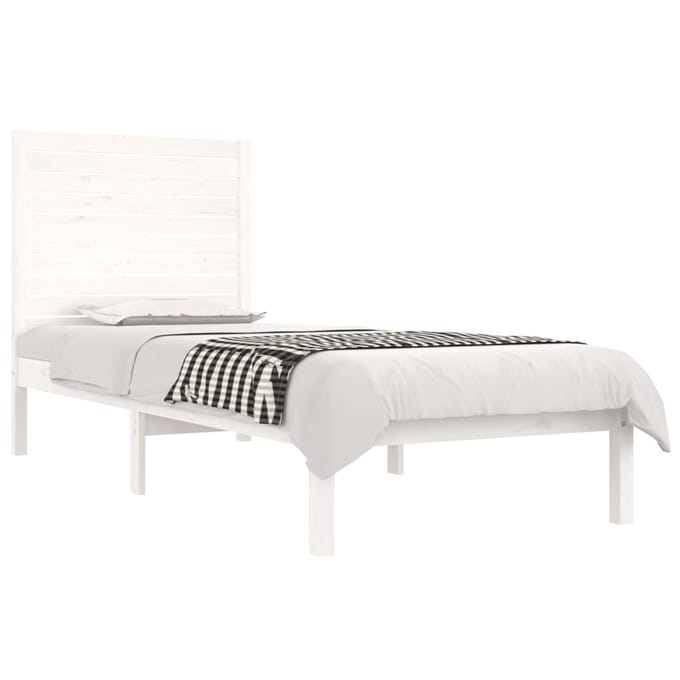 vidaXL - Bedframe - massief - hout - wit - 75x190 - cm