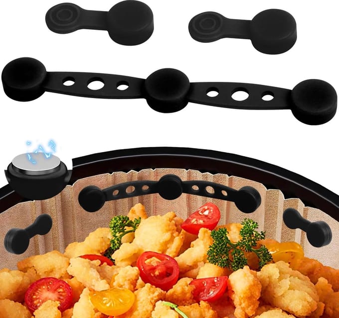 Siliconen magnetische gespen voor airfryer - set van 4 - zwart