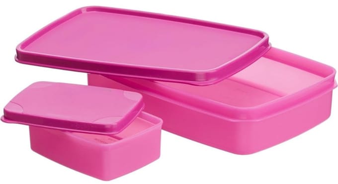 Famanu – lunchbox set, 2-delig, herbruikbare lunchdozen, roze