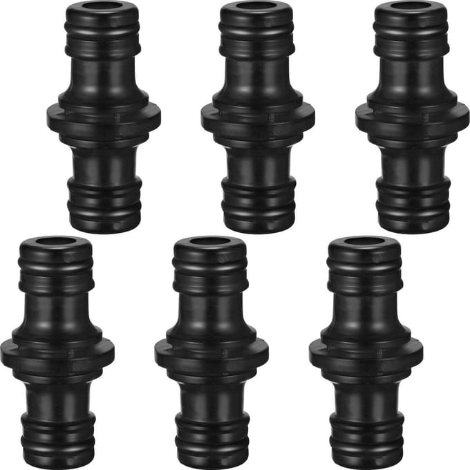 Set van 6 dubbele stekkers, slangconnector en verlengstuk voor tuinslang en aansluitbuis