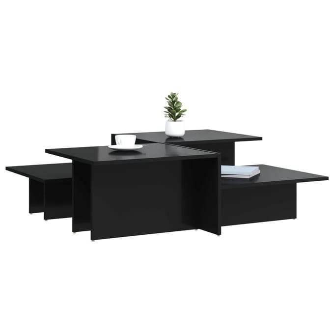 vidaXL - Salontafels - 2 - st - bewerkt - hout - hoogglans - zwart