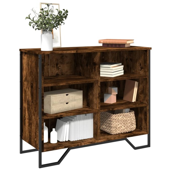 vidaXL - Dressoir - 91x35,5x74,5 - cm - bewerkt - hout - gerookt - eikenkleurig