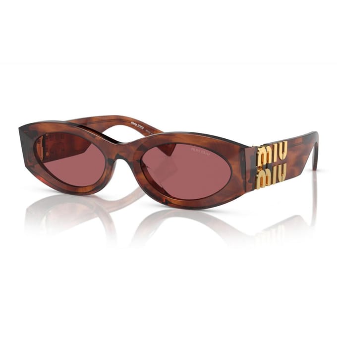 Lunettes de soleil ovales Miu Miu avec logo incrusté Lunettes de soleil pour homme Écaille de tortue MU11WS11Q08S Basic Packaging-Eyeglass Case+Box,54,Tortoiseshell