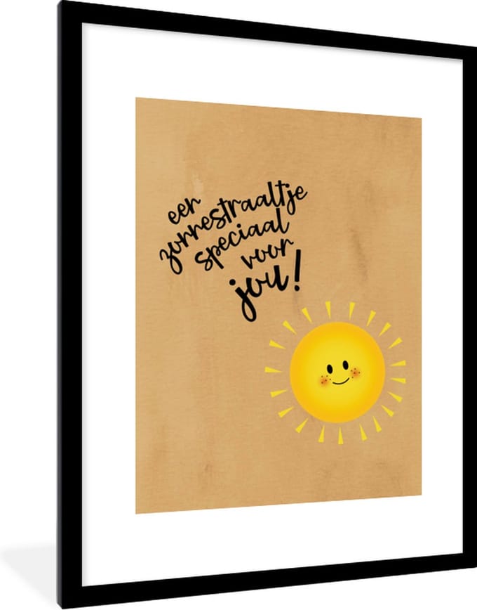 Fotolijst incl. Poster - Beterschap - Quotes - Zon - 60x80 cm - Posterlijst