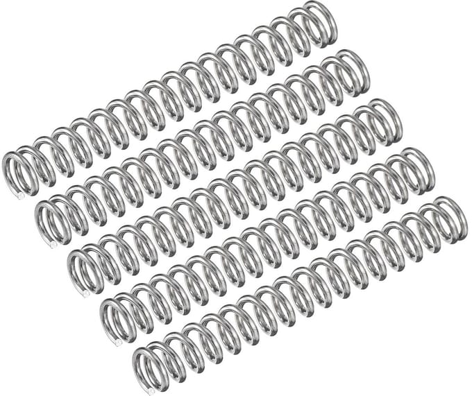 5x Drukveren 5mm Buitendiameter - 40mm Lengte - 0.8mm Draaddikte - RVS 304 Compressieveren