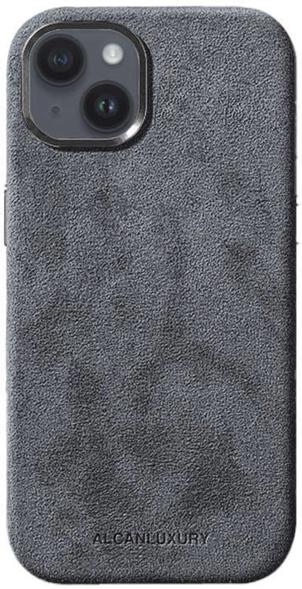Alcanluxury Alcantara telefoonhoesje geschikt voor Apple iPhone 14 Plus - Nardo Grey