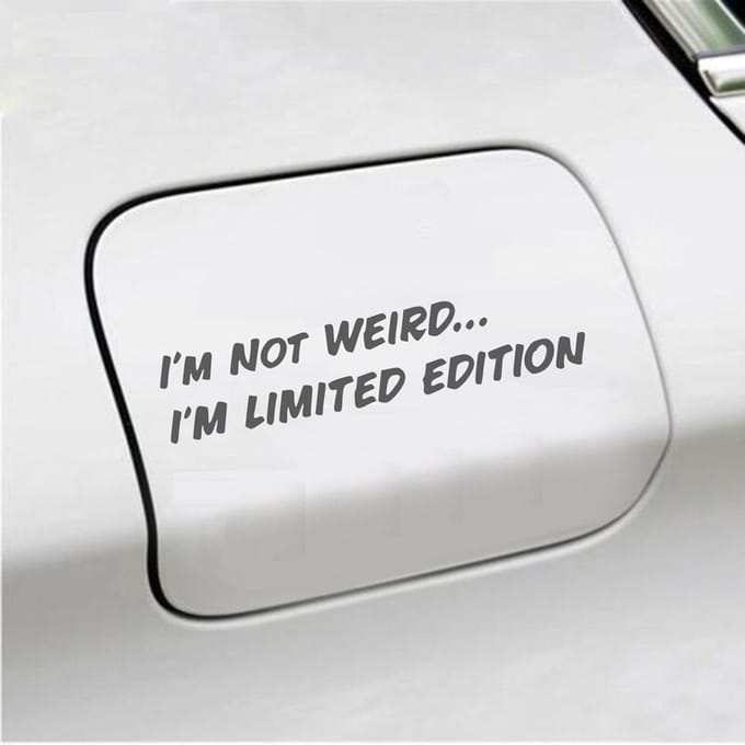 Bumpersticker - Im Not Weird - 4 X 20 - Antraciet