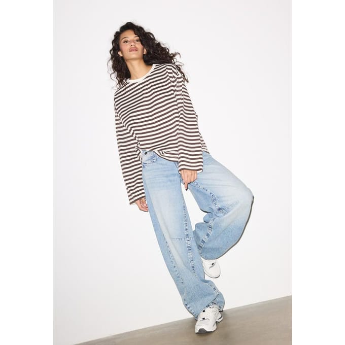 Stradivarius Gestreept T-shirt met lange mouw  Ecru M