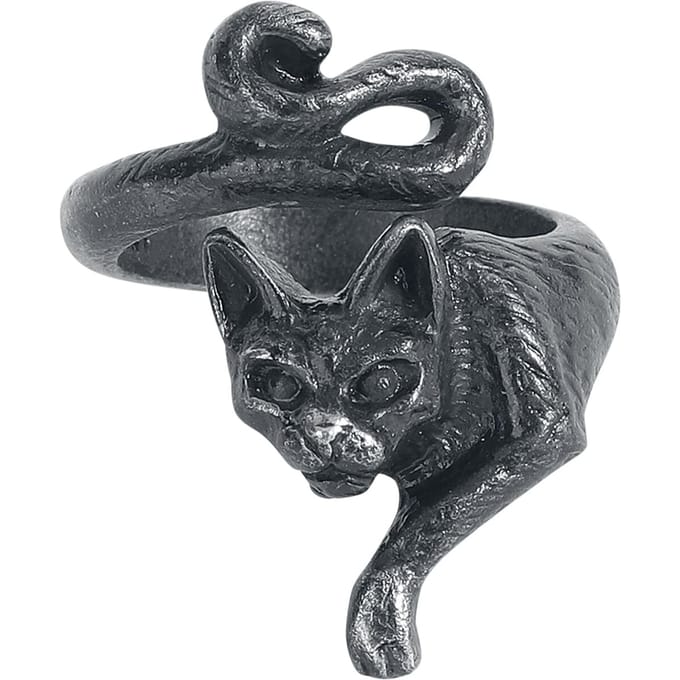 Alchemy Gothic - Gothic Ring - Le Chat Noir Ring - voor Vrouwen - zwart
