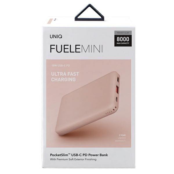 UNIQ Fuele Mini - Powerbank - 8000mAh - USB-C - Różowy