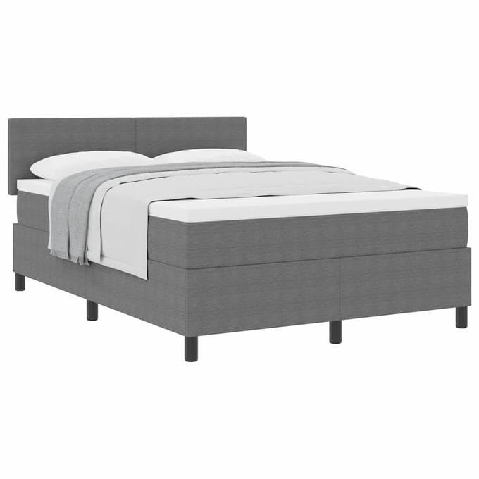 vidaXL - Boxspring - bed - Lichtgrijs - en - wit - 140 - x - 190 - cm - Corduroy - stof