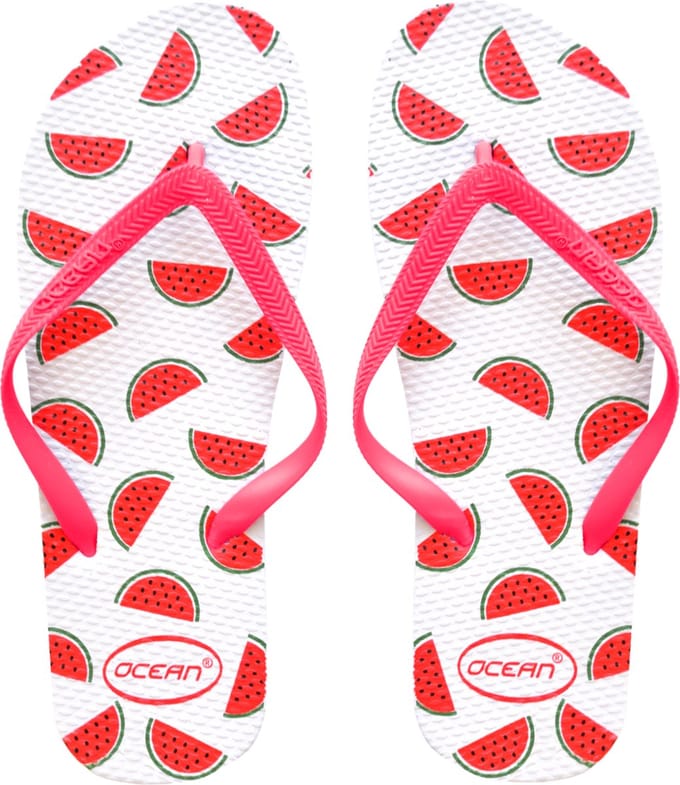 Watermeloen slippers wit- maat 36