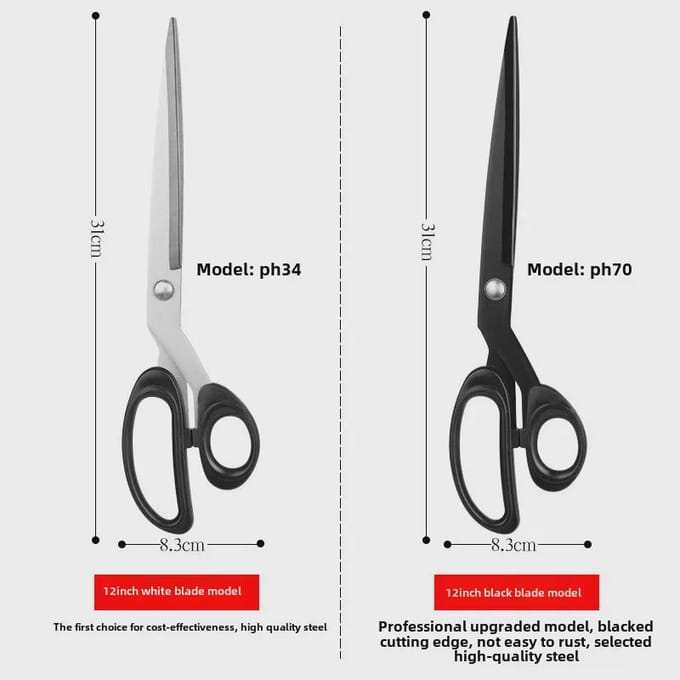 Ciseaux de tailleur professionnels de 12 pouces - Ciseaux à tissu tranchants en acier inoxydable
