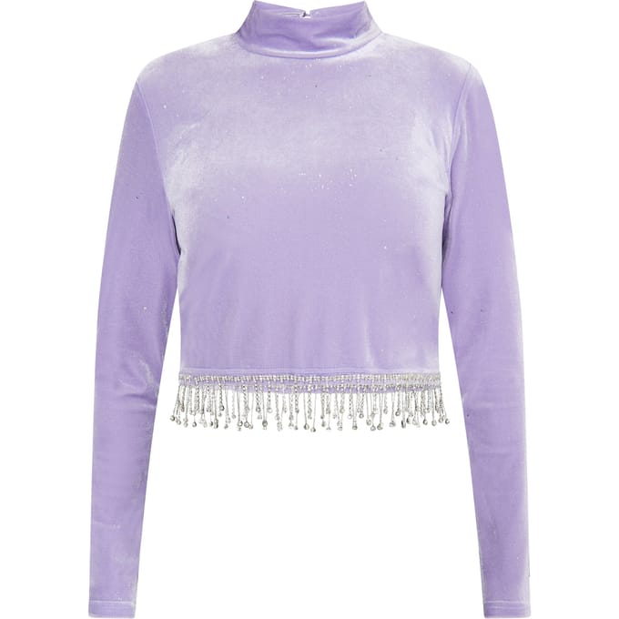 Faina Glittershirt van stretchfluweel Dames lavendel