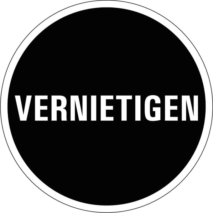 Vernietigen sticker, op vel 40 mm - 10 per kaart