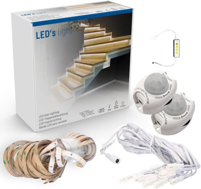 Proventa LED Trapverlichting set met bewegingssensor - voor trappen met bekleding - Warm wit licht - Trap verlichting - Ledstrip - Led-strips - Ledlicht strip