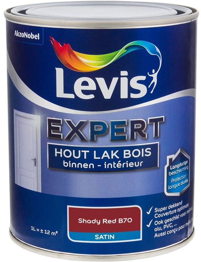 Levis - Expert Hout Lak Binnen Satin Mix - Shady Red B70 - Mengverf - 1 L
