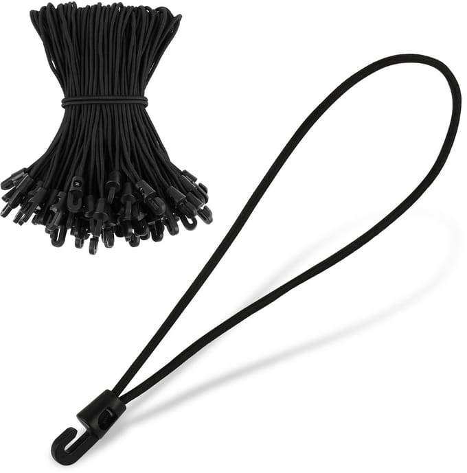 Unyqoos® Set van 100 Elastische Spanrubbers met Haken voor Diverse Toepassingen