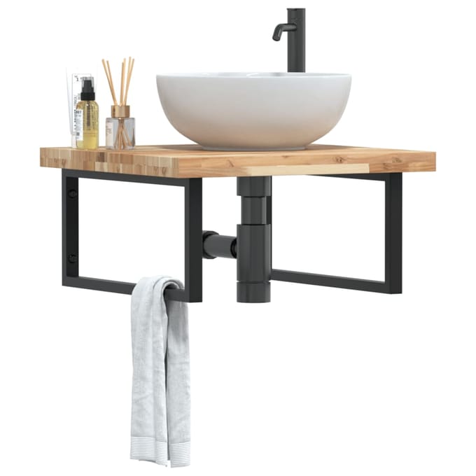 vidaXL - Badkamer - wandschap - staal - en - massief - acaciahout