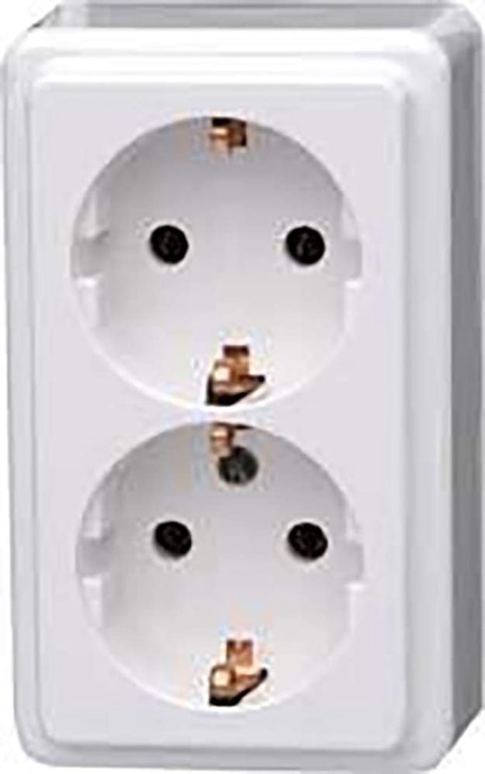 Stopcontact Opbouw - Dubbel Stopcontact - Extra Stroompunten - Standaard Programma - 2-voudig - Wit