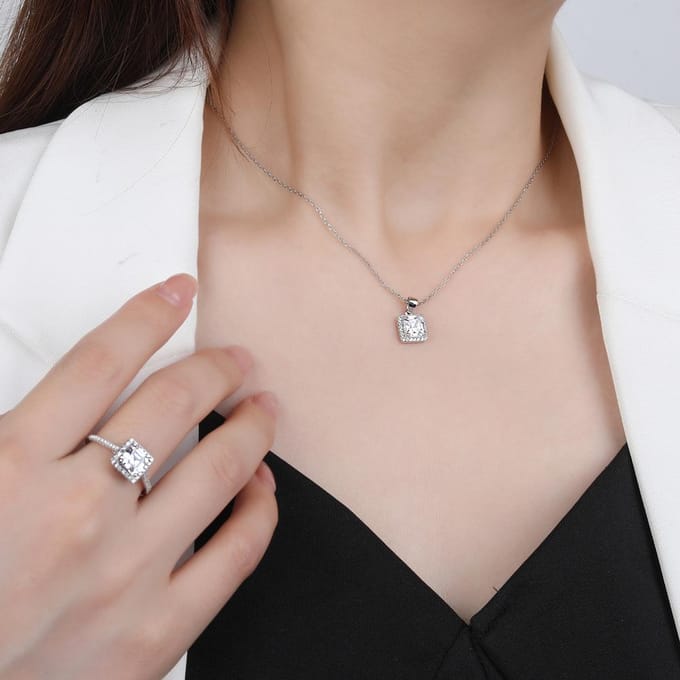 S925 Sterling Zilver Imitatie Ruby Ketting Eenvoudige Sleutelbeenketting Sieraden gray