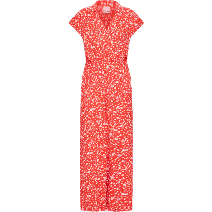 Ichi IHMARRAKECH AOP JS9 Dames Jumpsuit - FIERY RED FLOWER