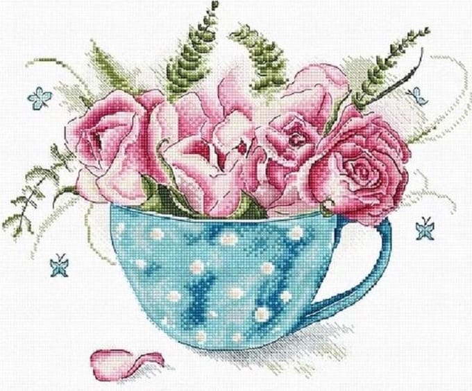 BORDUURPAKKET LETI STITCH - CUP OF ROSES
