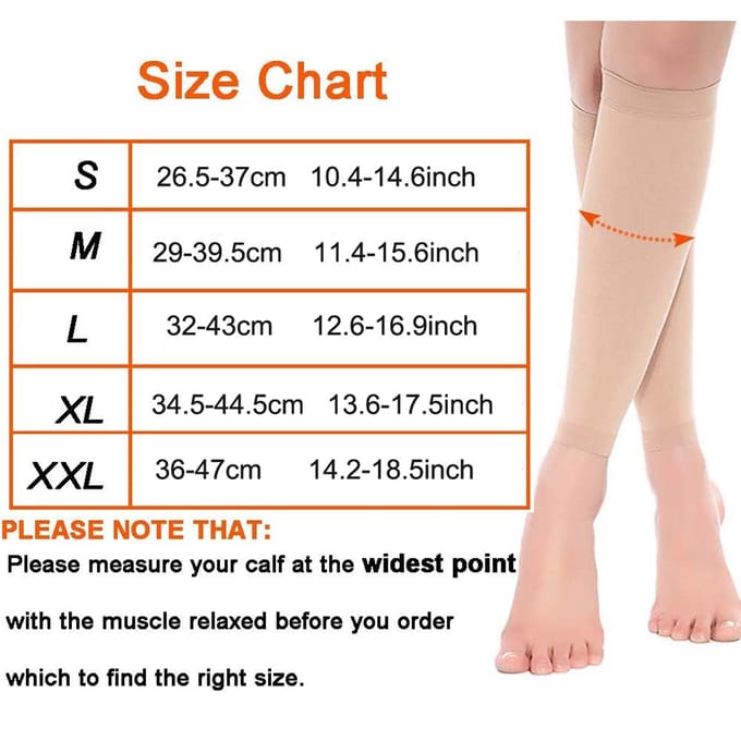 1 Paar Kuit Compressie Sleeve Beensteun Verlicht Pijn Zwelling Scheenbeenklachten Spataderen S beige
