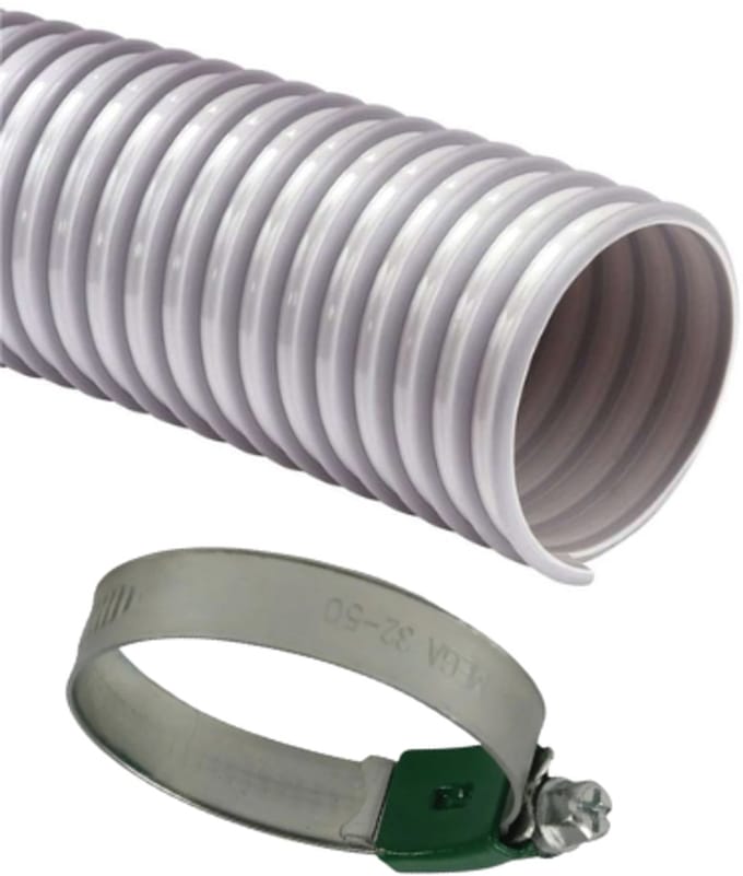 Light-flex, afzuigslang, Buigstraal 60 mm Diameter inwendig 60 mm Diameter uitwendig 67,6 mm met slangklem per meter