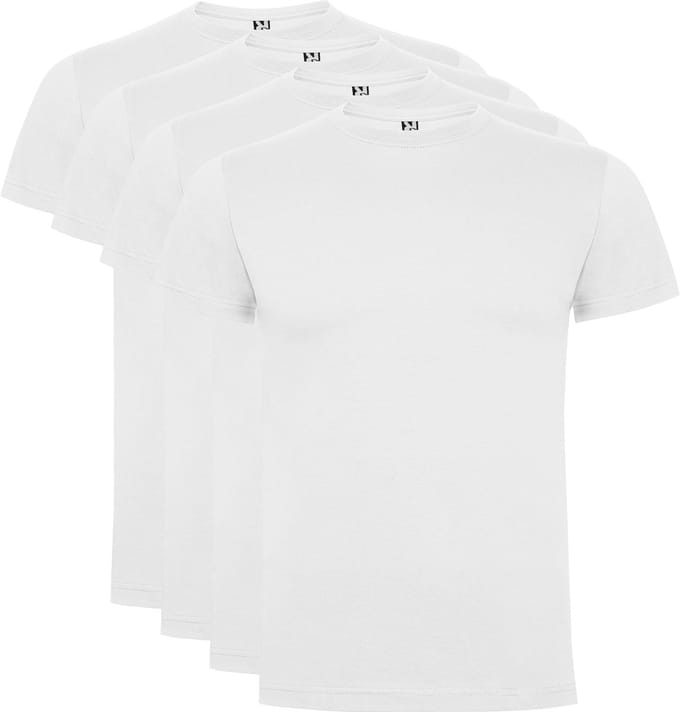 4 Pack Roly Atomic Basic T-Shirt 100% biologisch katoen Ronde hals Wit Maat S