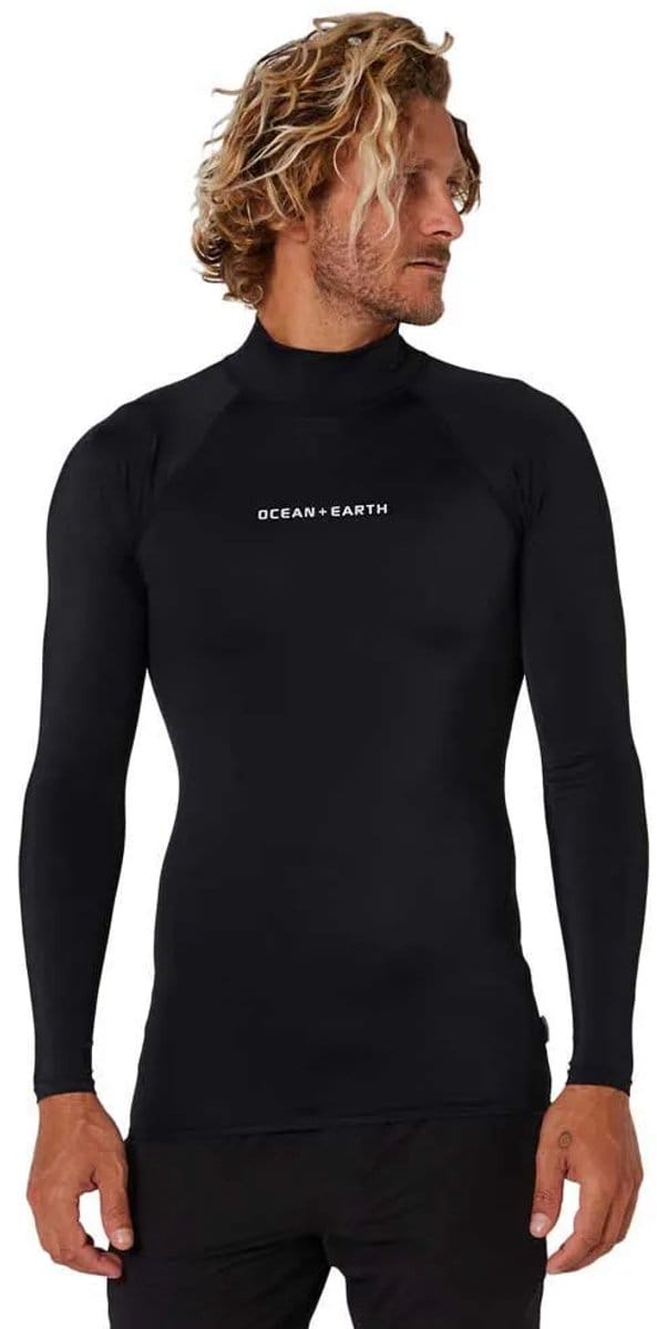 Ocean & Earth Script Rash Guard Met Lange Mouwen Zwart M Man