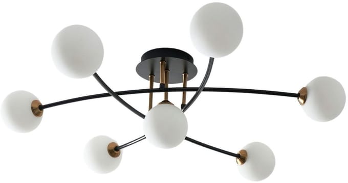 Kosilum - Estrela - Plafondlamp - Zwart, goud en wit - Metaal en glas