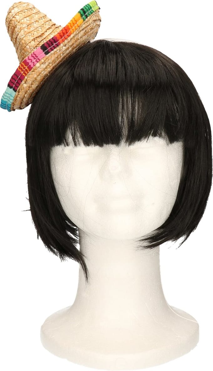 Guirca Mexicaanse mini Sombrero hoedje diadeem - carnaval/verkleed accessoires - multi kleuren - stro