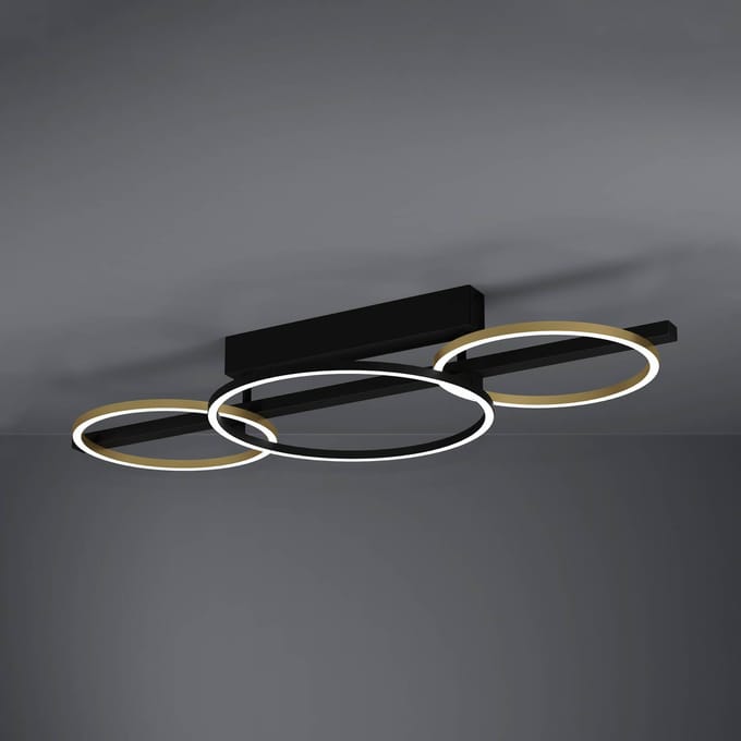 Stars of Light LED plafondlamp Lanacera zwart/goud 96 cm