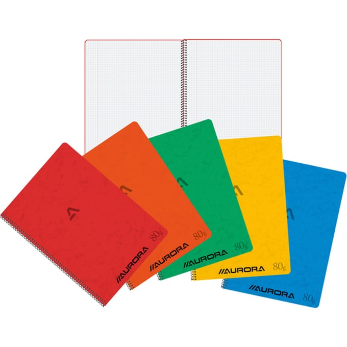 Schrift Aurora A4 ruit 5x5mm 120blz 80gr spiraal assorti