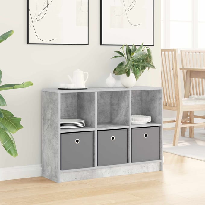 vidaXL - Dressoir - Beton - Grijs - 88,5 - x - 27,5 - x - 63,5 - cm