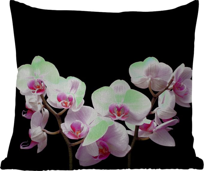 Sierkussen Buiten - Orchidee - Bloemen - Roze - Flora - 60x60 cm - Weerbestendig
