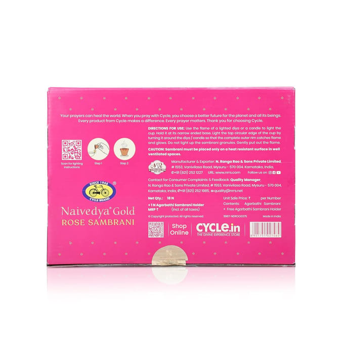 Cycle Pure Naivedya Gold Rose Sambrani Dhoop Tasses 18 Pièces Avec Support Sans Charbon Pour Puja pink