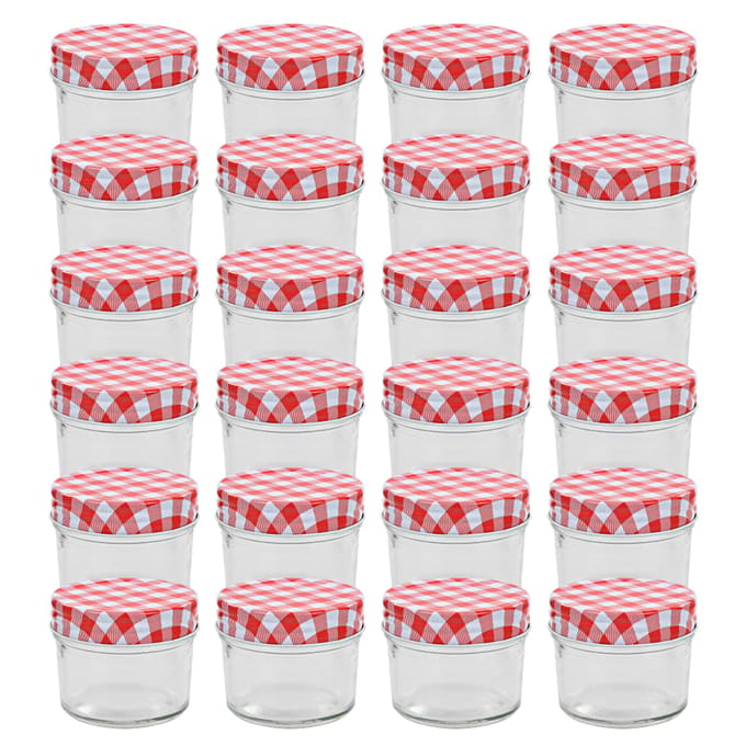 vidaXL - Jampotten - met - wit - met - rode - deksels - 24 - st - 110 - ml - glas