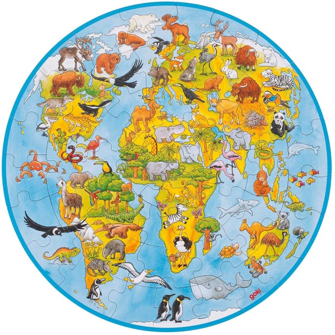 GOKI Puzzel - Wereld XXL - 49 Stukjes - 3 Jaar