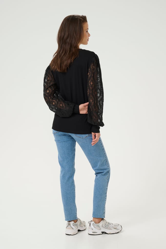 Blouse met lange mouwen Regular fit Black