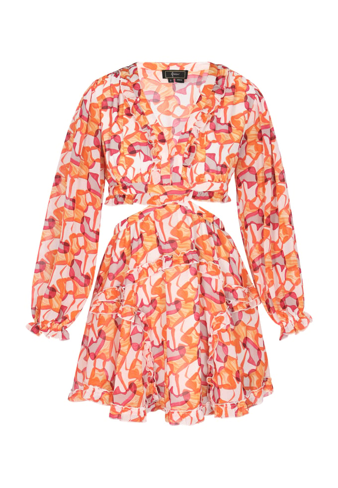 Faina Jurk Dames Oranje Veelkleurig