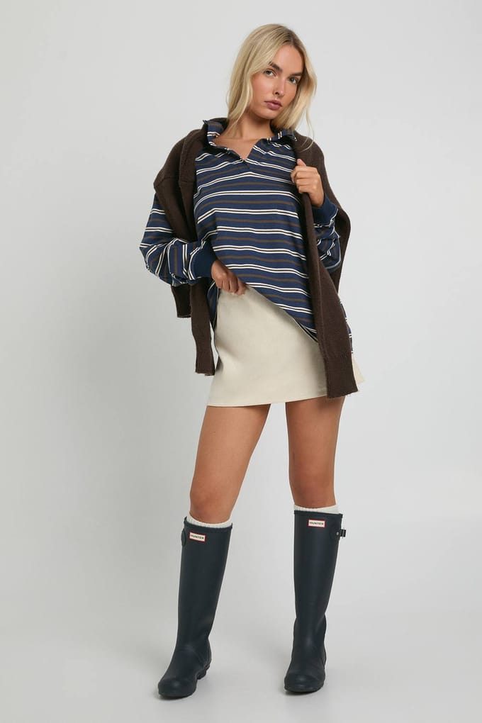 boohoo Dames Cord Mini A-Lijnrok | Ecru | Maat: 14