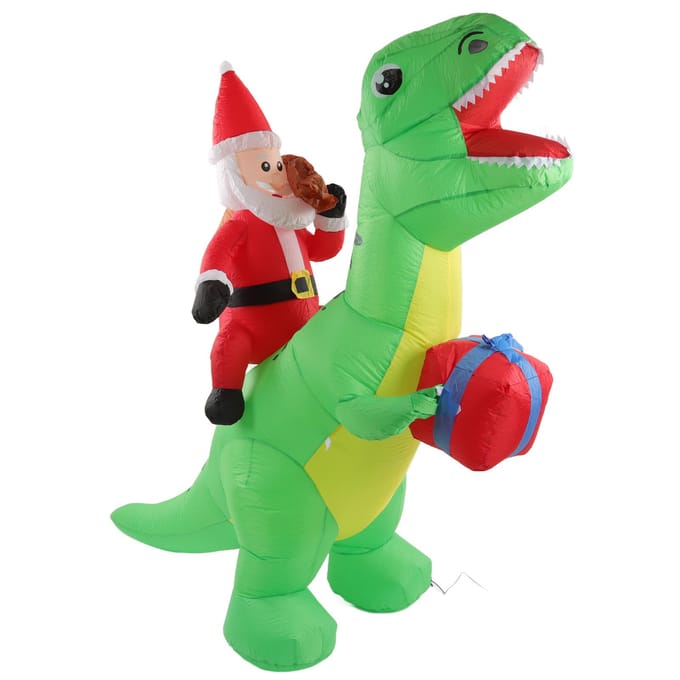 Kerst Dinosaurus Opblaasbare Decoratie Schattig Grappig Ingebouwde LED-verlichting Opblazen Kerst Tuin US Plug red