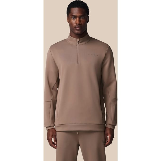 Heren Flex Lange Mouwen Kwartrits Sweatshirt - Diep Taupe