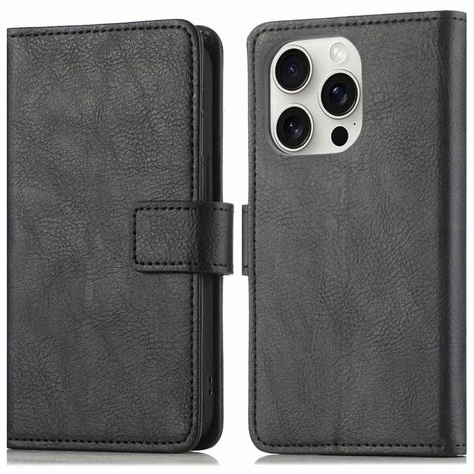 imoshion Hoesje - Geschikt voor Apple iPhone 16 Pro - Luxe Bookcase - Zwart