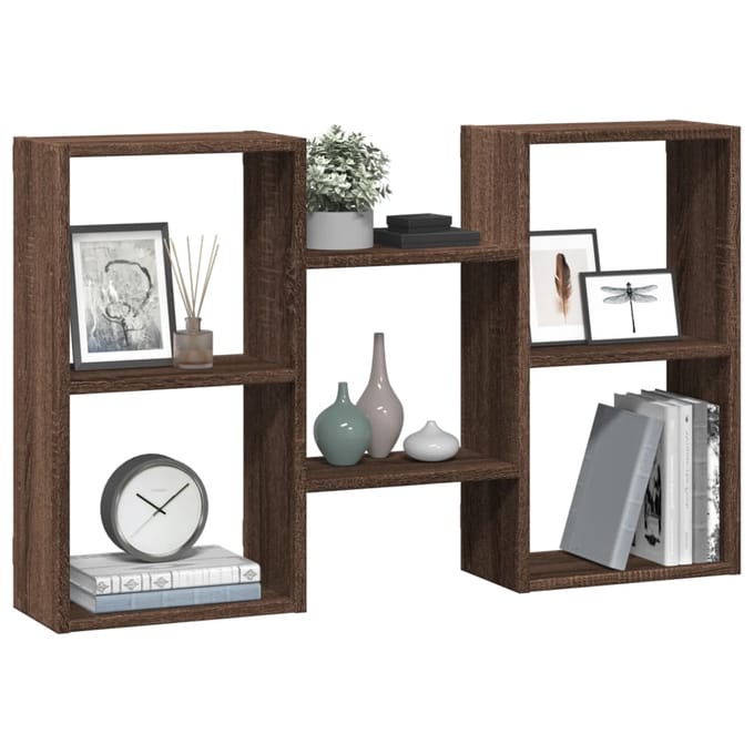 vidaXL - Wandschap - 96x18x60 - cm - bewerkt - hout - bruin - eikenkleurig