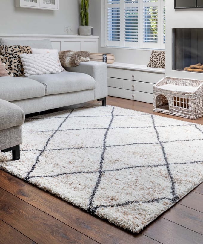 Vierkant berber vloerkleed - Artisan Ouar wit/grijs 140x140